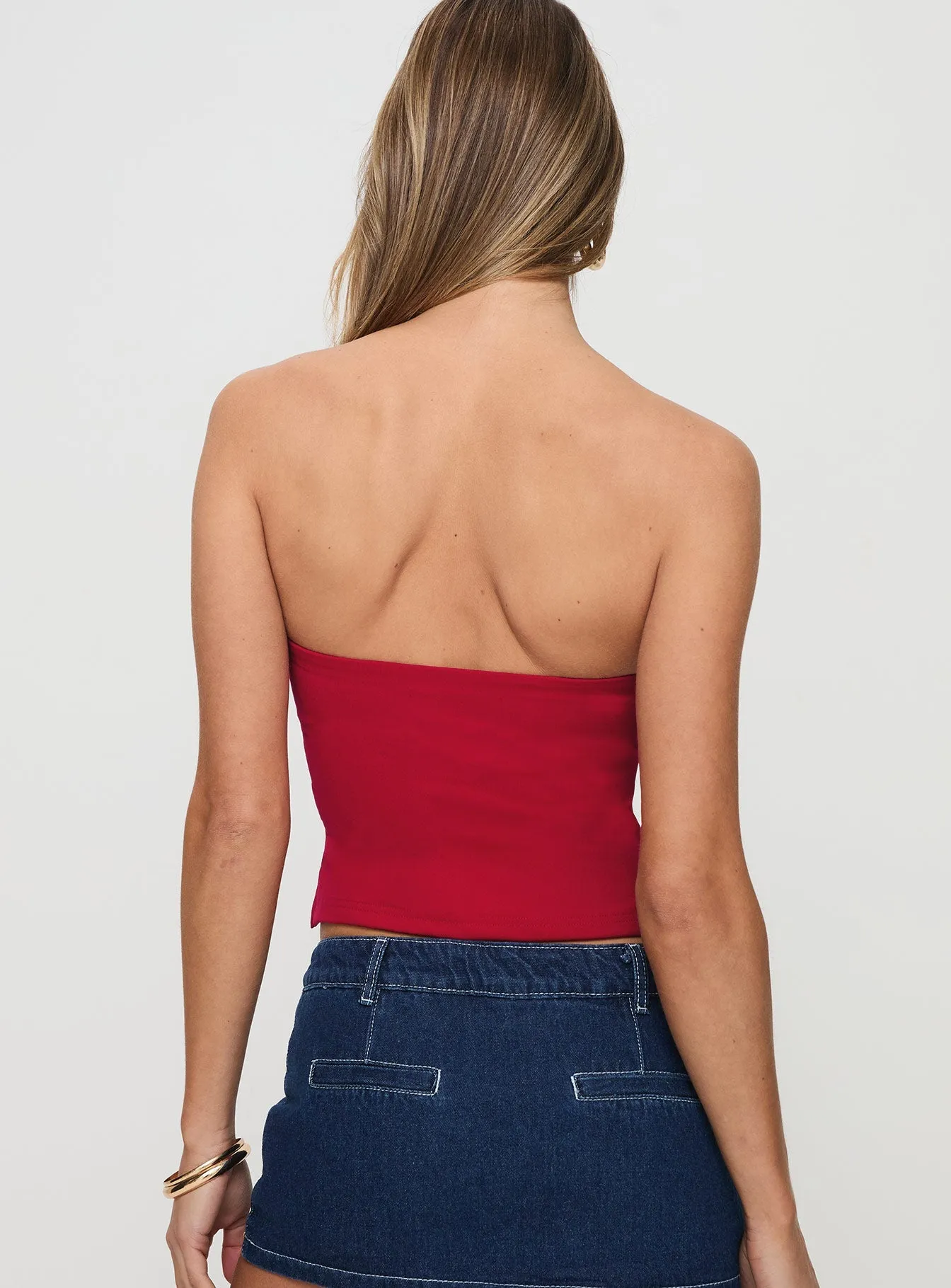 Aurorah Strapless Top Red Comfortable Layer