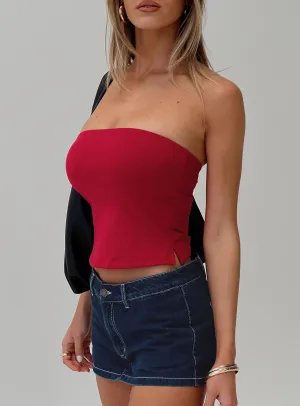 HighNeckline Aurorah Strapless Top Red