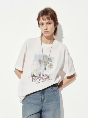 NonIronTechnology Tropical Cotton Print T-shirt