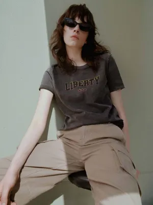 Edgy Active Outfit Style Distressed Effect Cotton T-shirt
