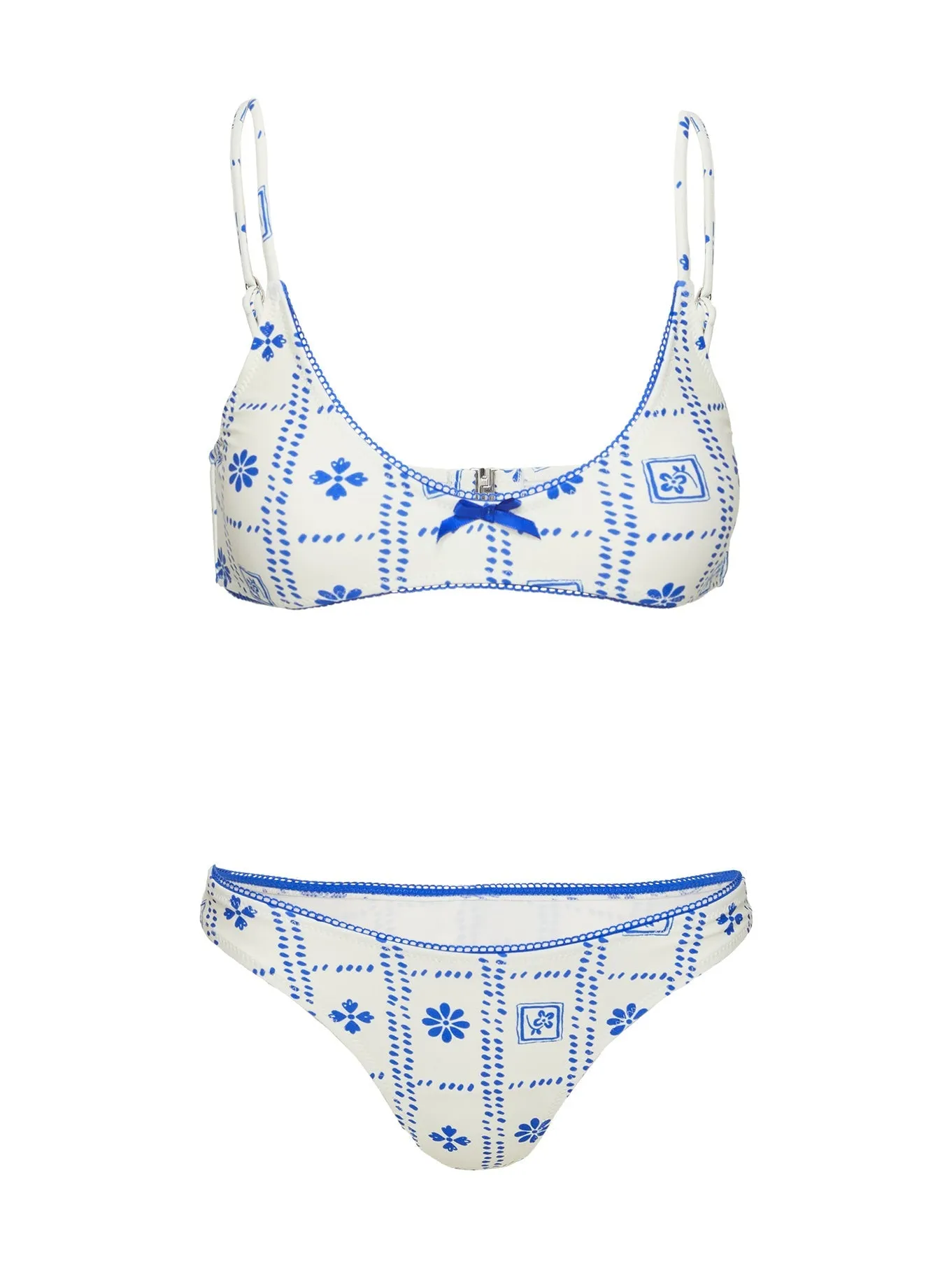 Racerback Support System Quick Dry Technology Kursti Bralette Bikini Top Blue / White