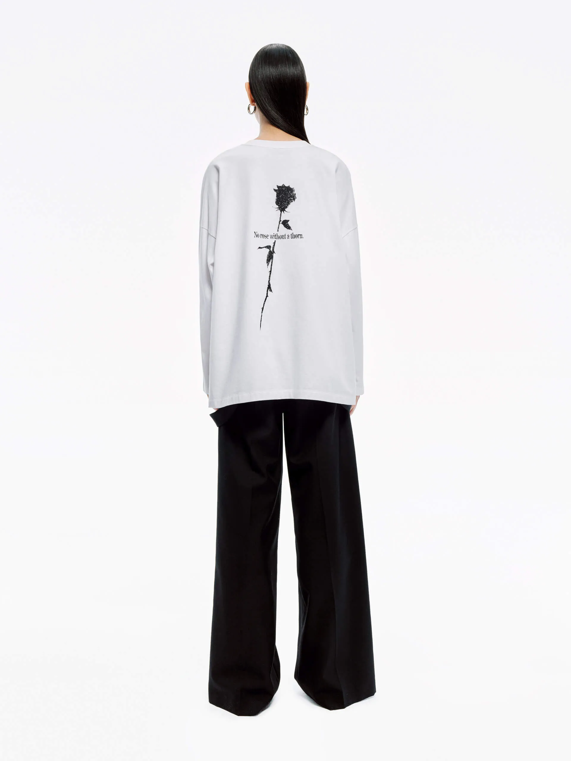Drop Shoulder Rose T-shirt Active Fashion