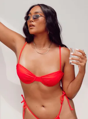 Juliet Bikini Top Red Non Restrictive Fit Anti Slip Trim