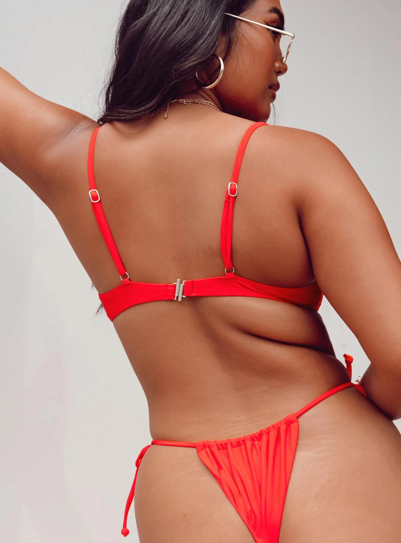 Juliet Bikini Top Red Flexible Back Closure High Compression Support