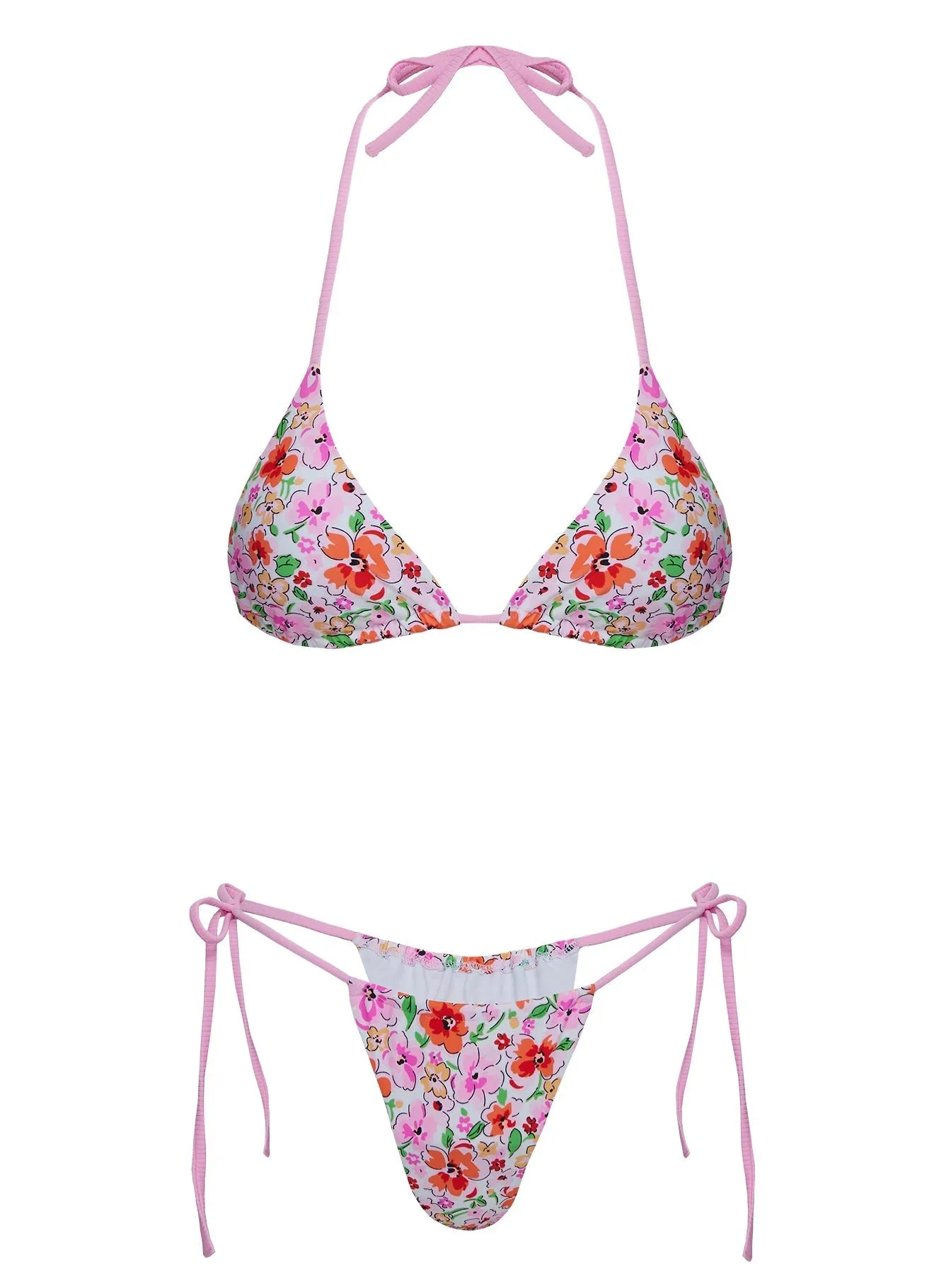 Quick Release Clasps Jenner Triangle Bikini Top Pink Floral Multi