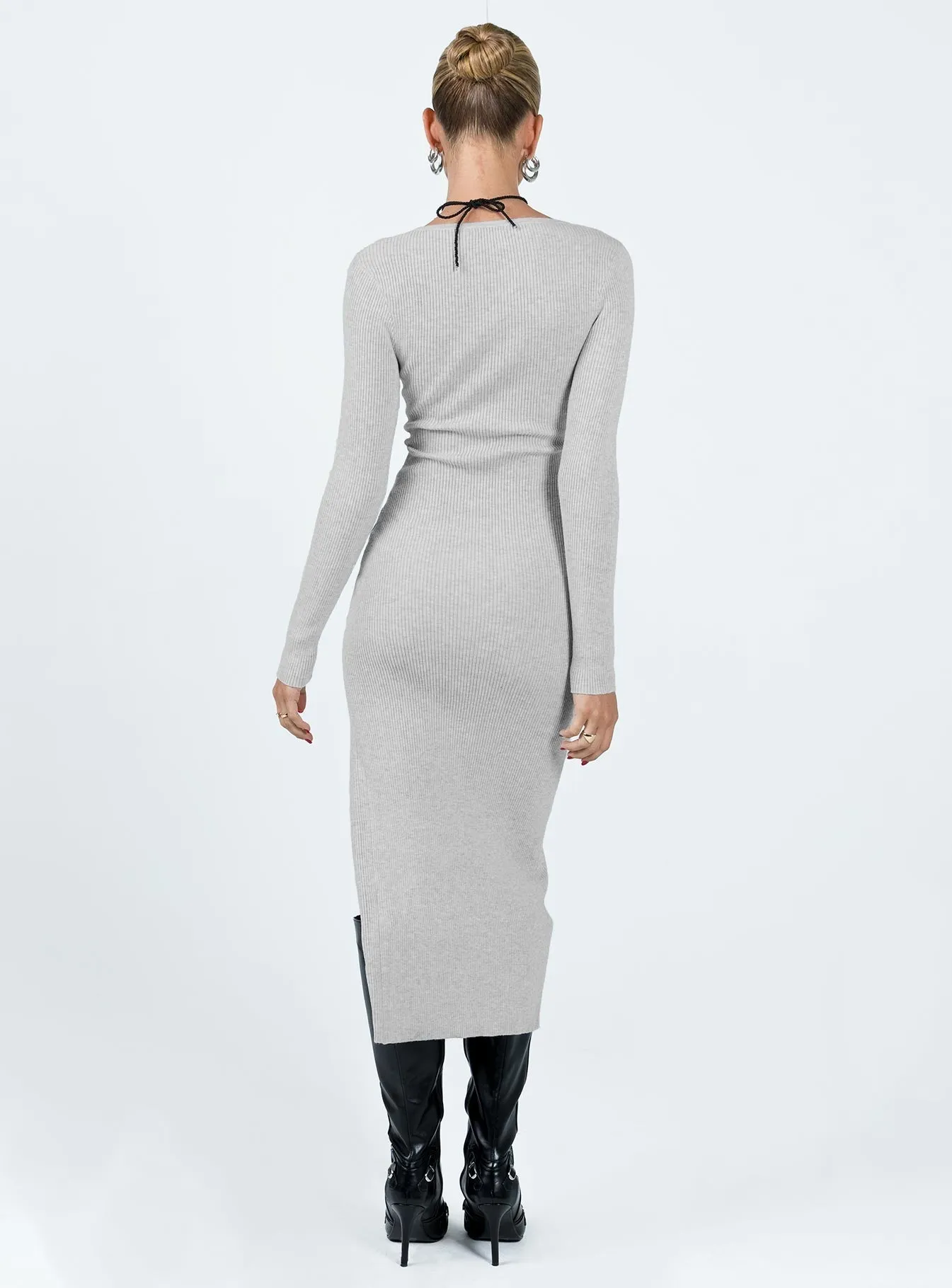 Fitro Long Sleeve Maxi Dress Grey Court Path