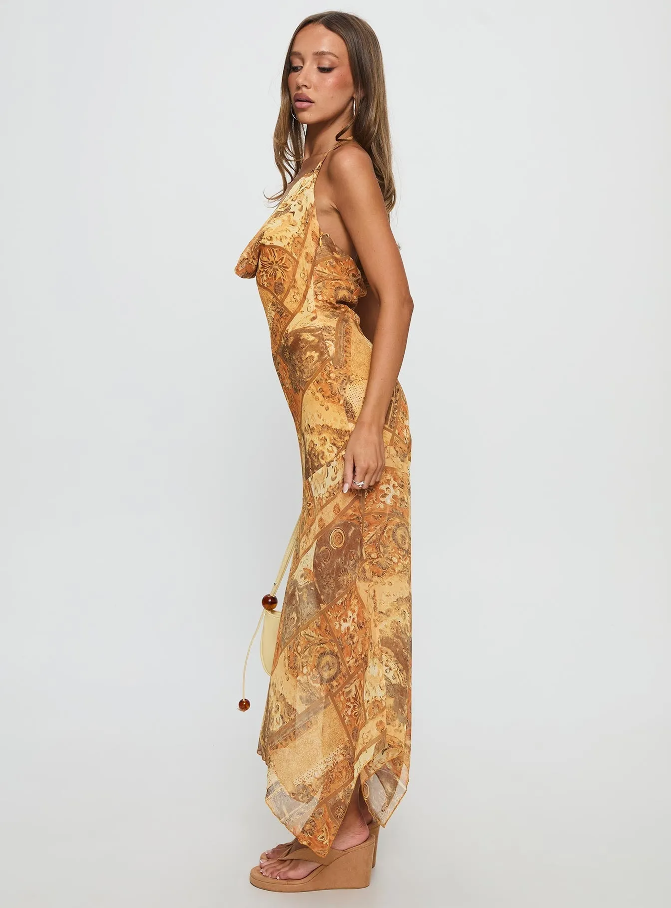 Lyanna Halter Cowl Neck Maxi Dress Multi Air Flow chiffon flow