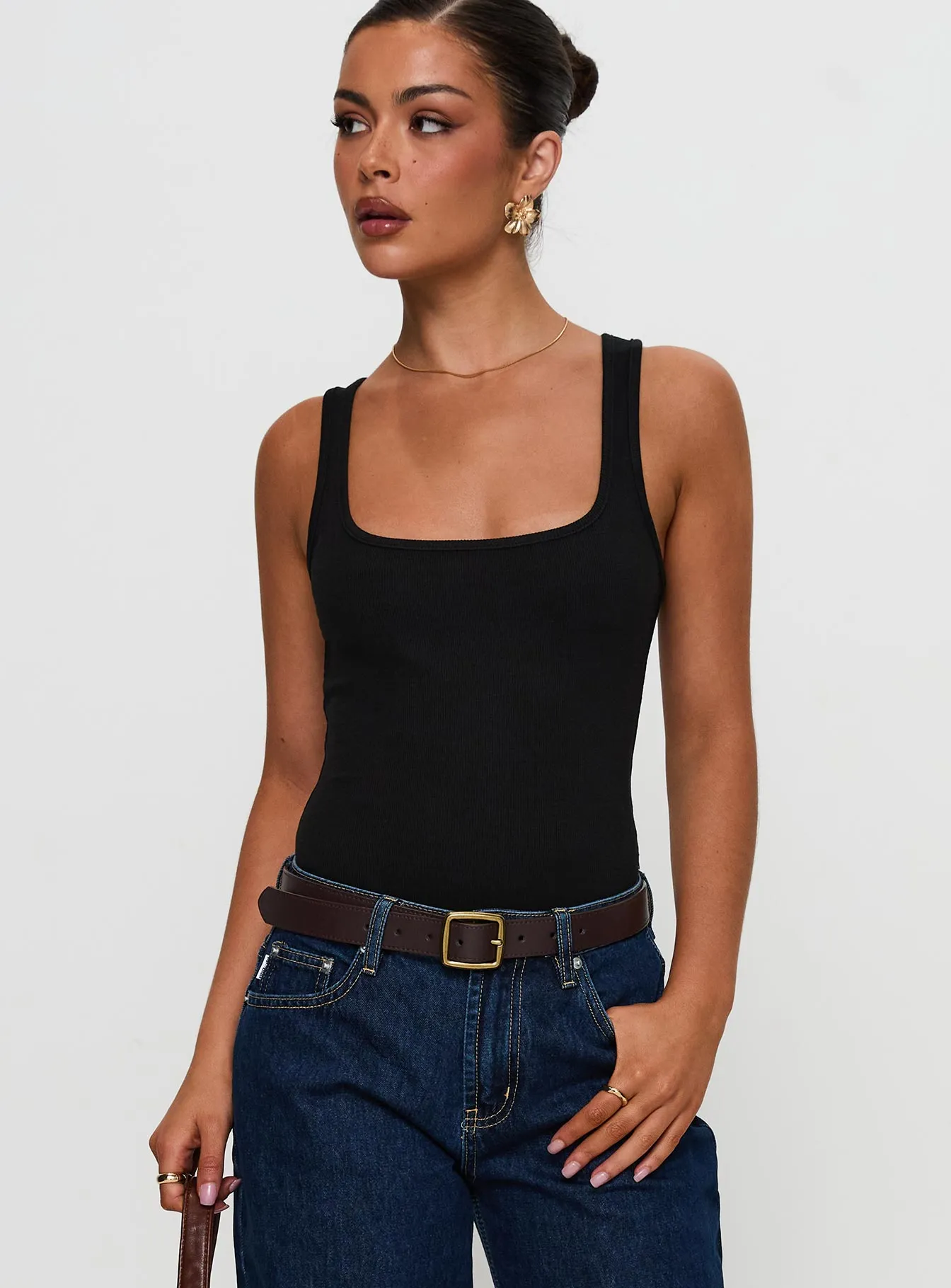 Retro Fresh Basic Training Baseline Rib Bodysuit Black