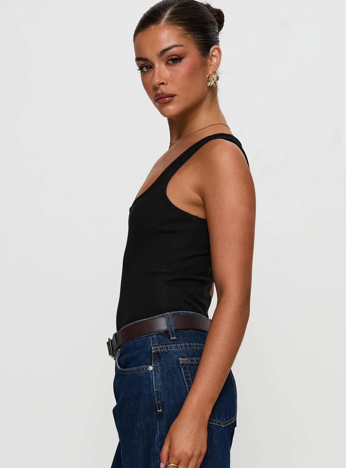 Baseline Rib Bodysuit Black Office Vacation