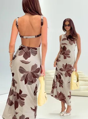 Net Glow Soft-touch maxi gown Back Again Maxi Dress Brown Floral