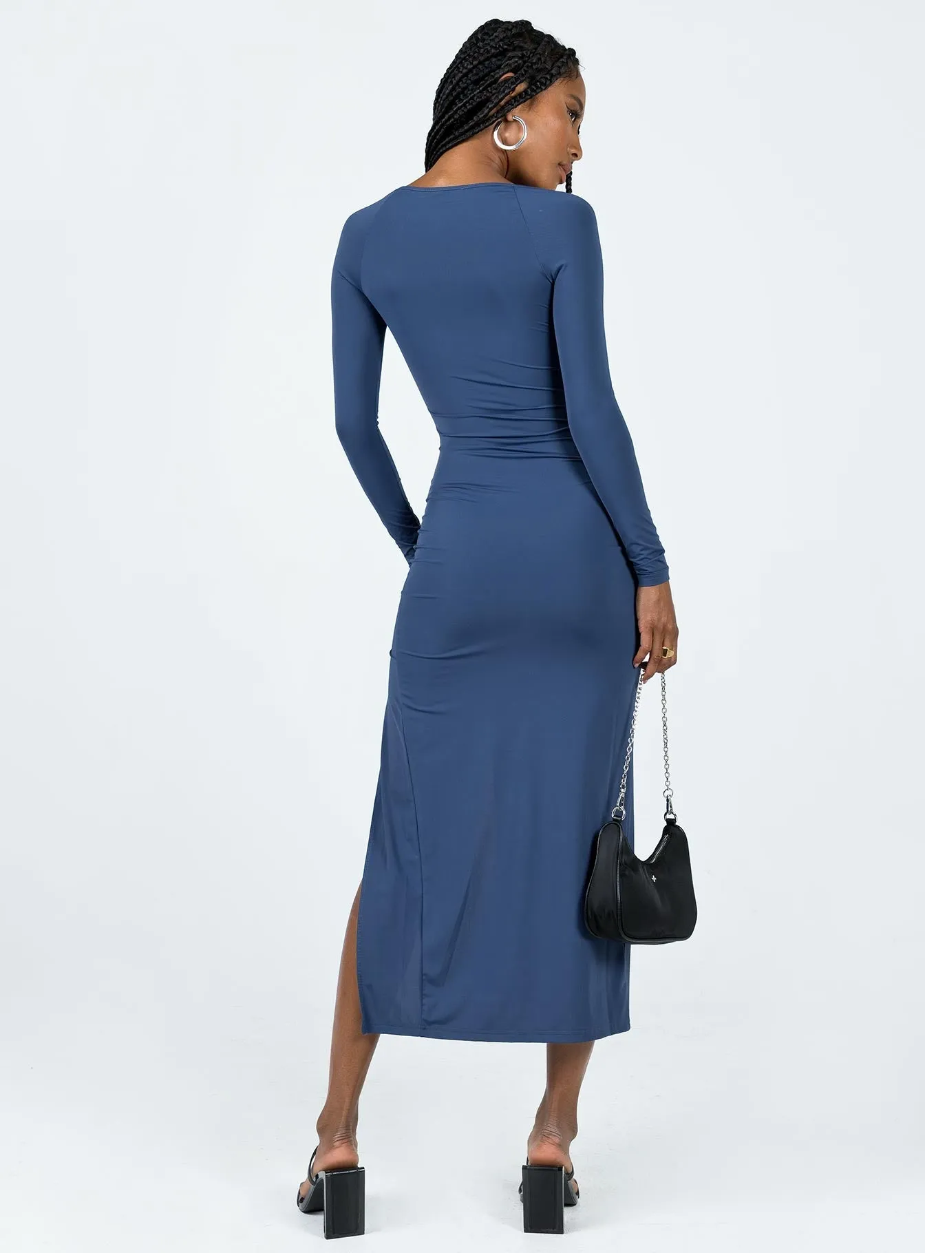 Wood Path Hayward Long Sleeve Midi Dress Blue