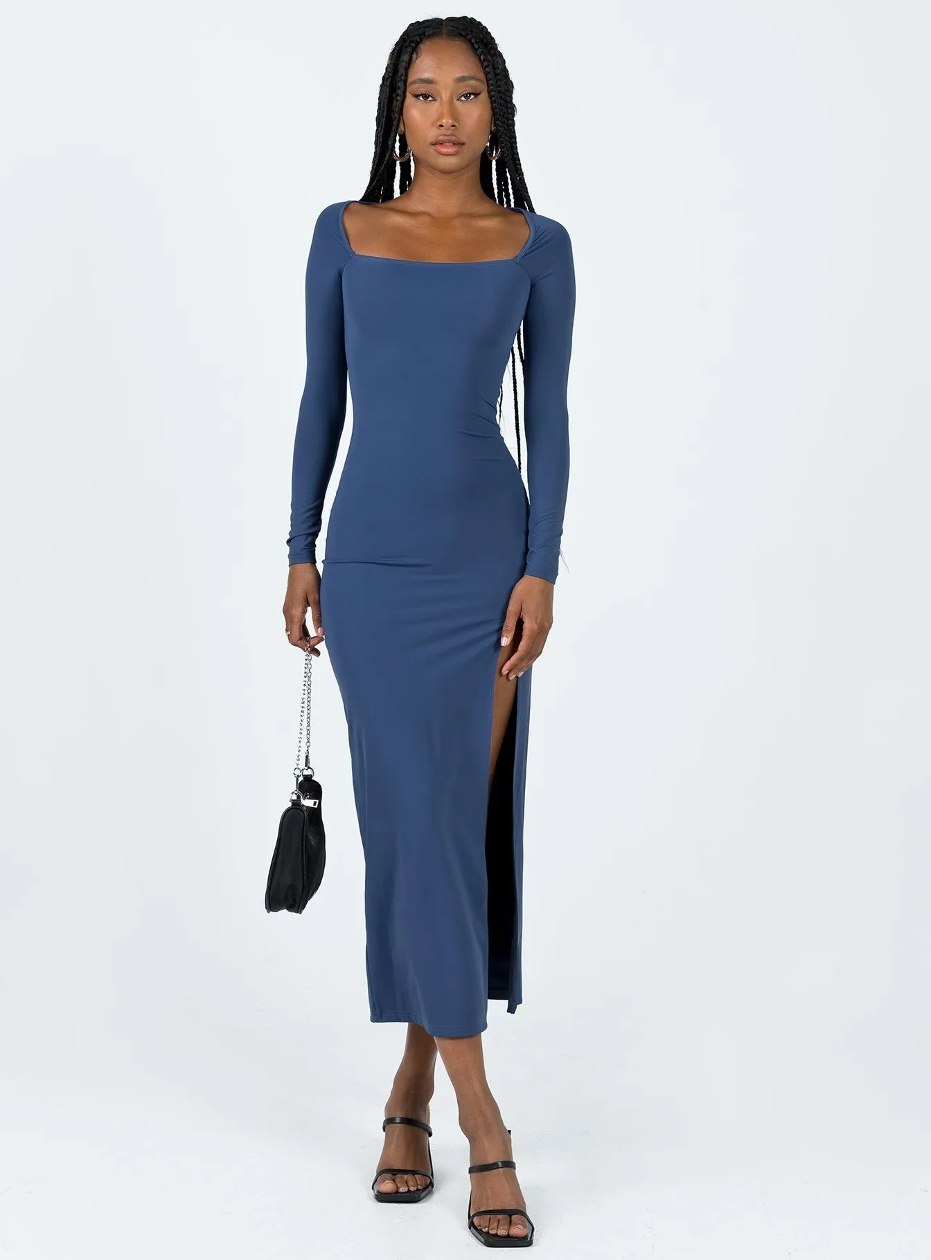 Twill Glow Relaxed and stylish dress Hayward Long Sleeve Midi Dress Blue