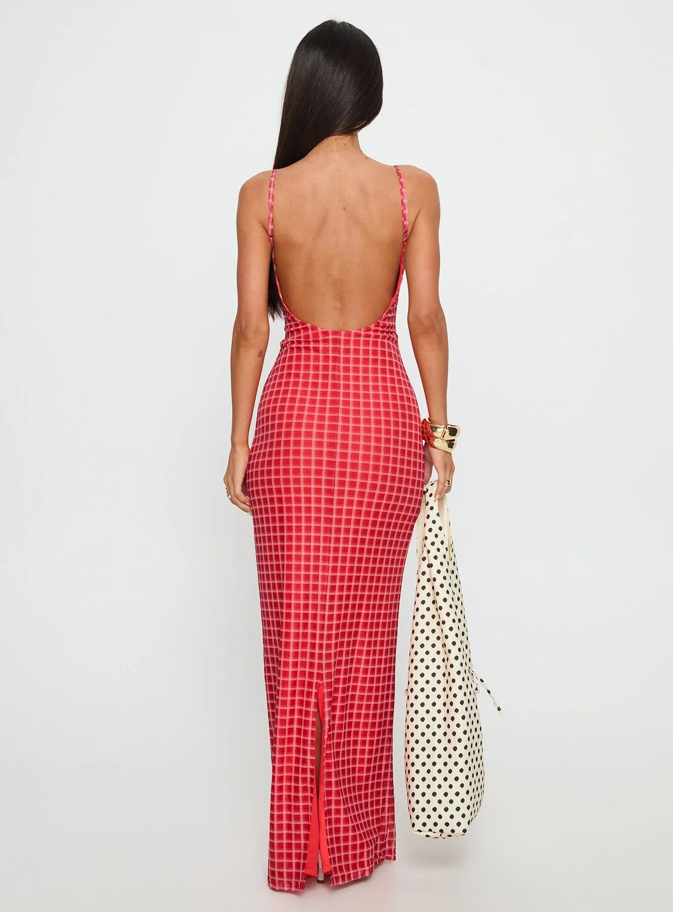 Court Path Desert Path Izabella Maxi Dress Red Check