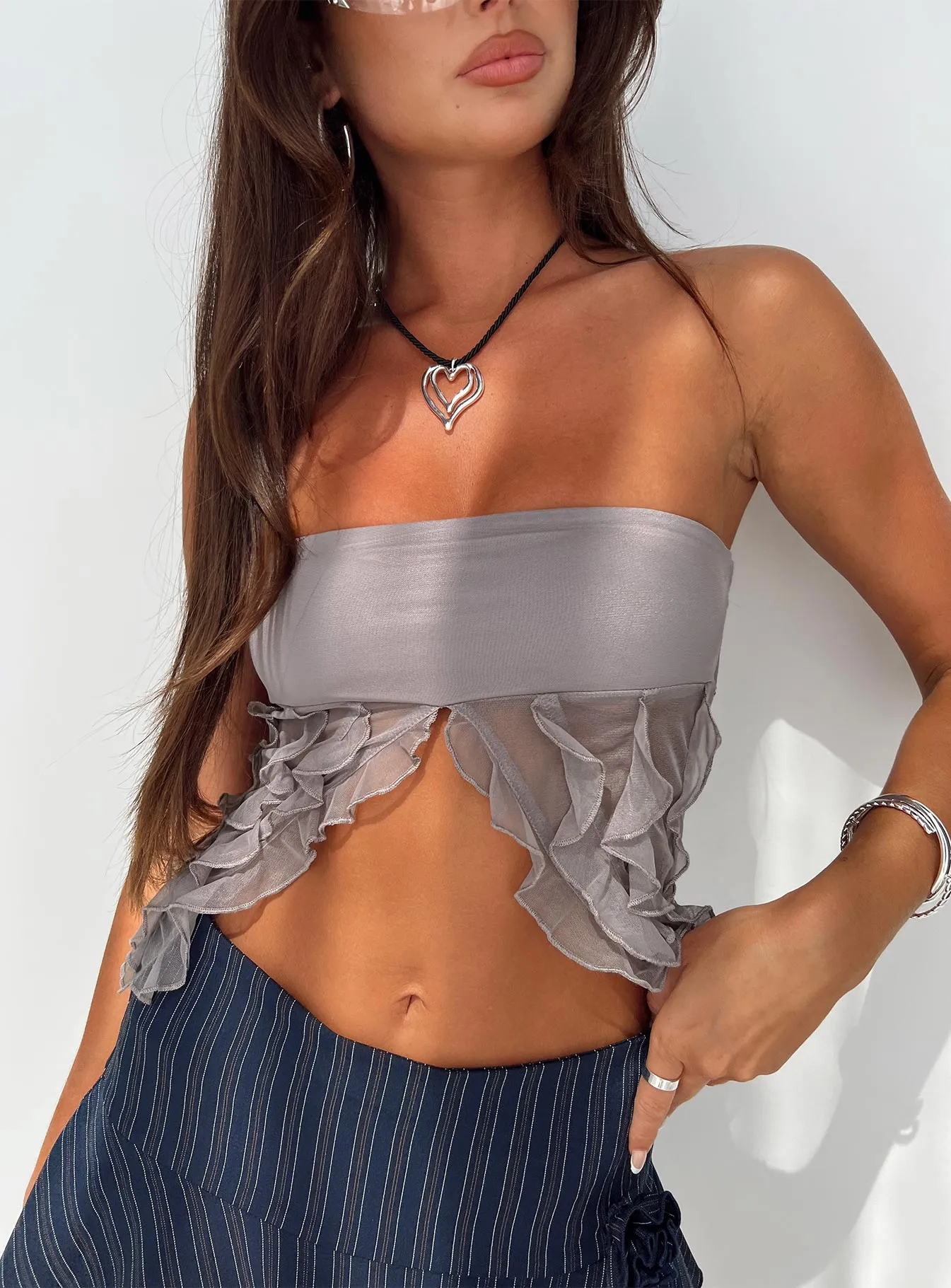 VersatileNeckline Anton Ruffle Tube Top Soot