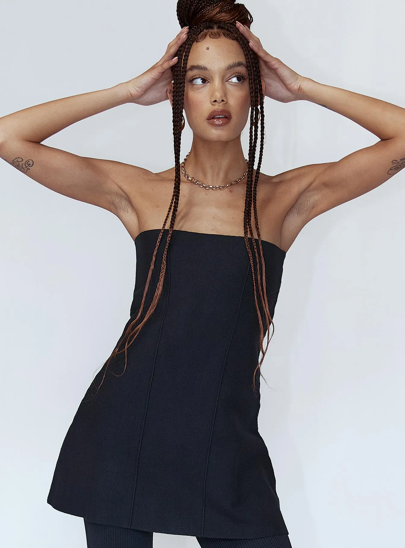Anderson Strapless Top Black Eco Dye Process Winter Fashion