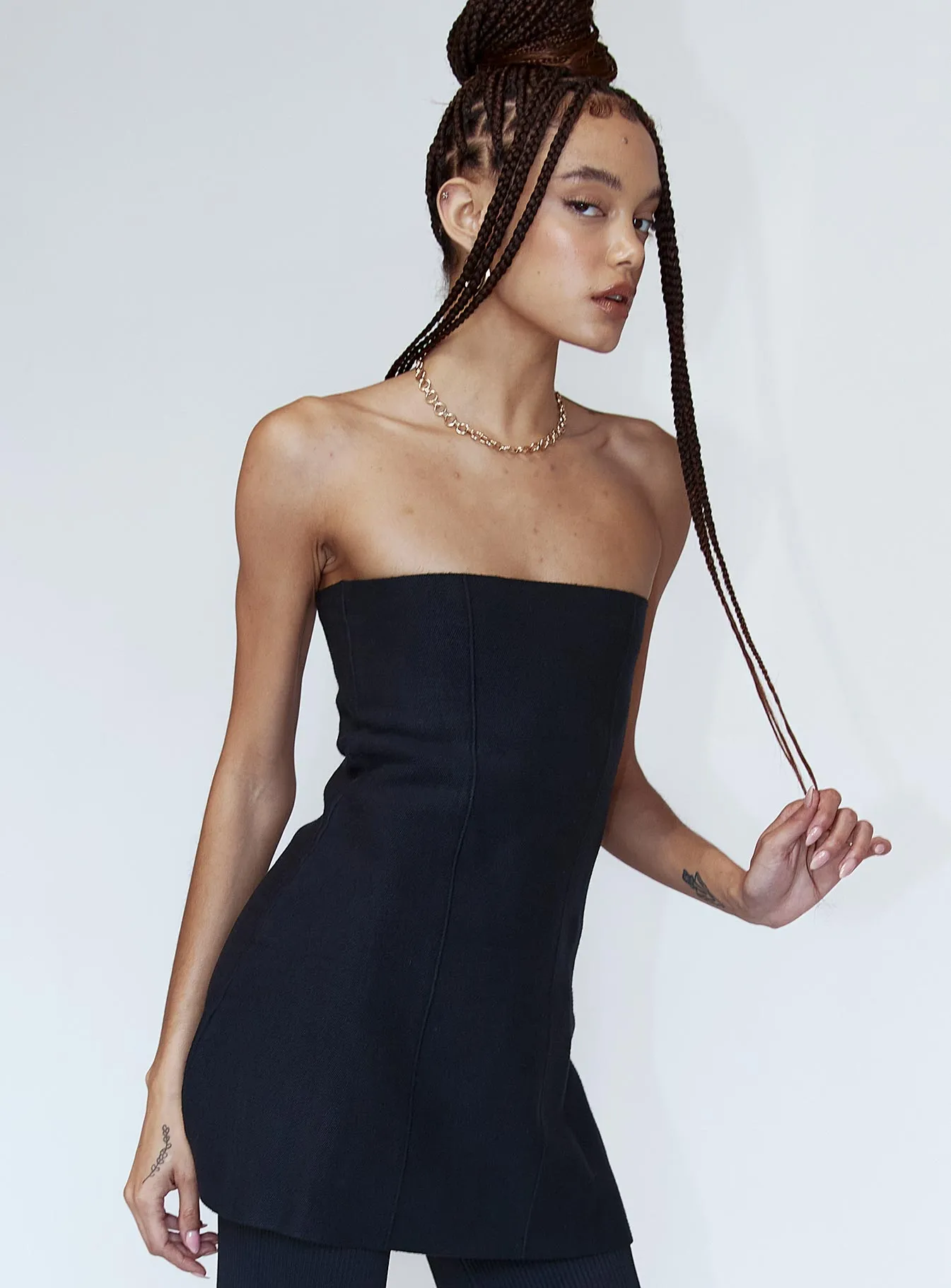 Sporty Hoodie Anderson Strapless Top Black
