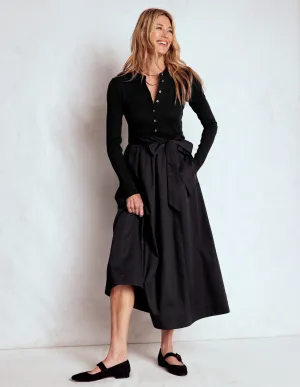 Button Detail Mix Dress-Black Chorus Night Gold Hour
