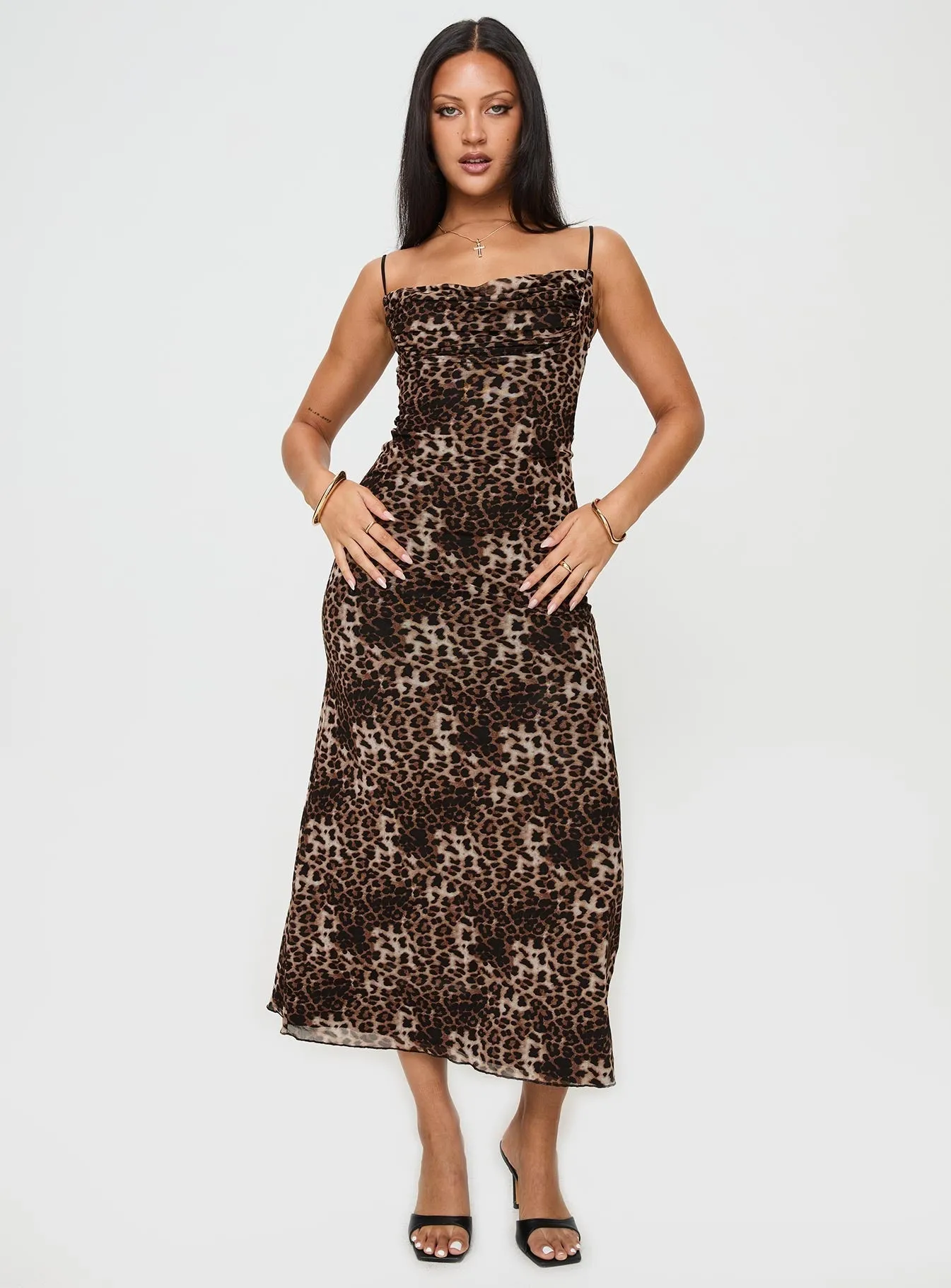 Sugar Maxi Dress Leopard Flower Path Trim Glow