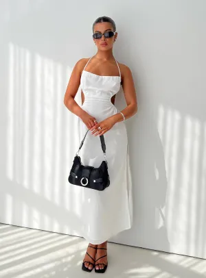 Tailor Maxi Dress White Black Chic Daylight Warm