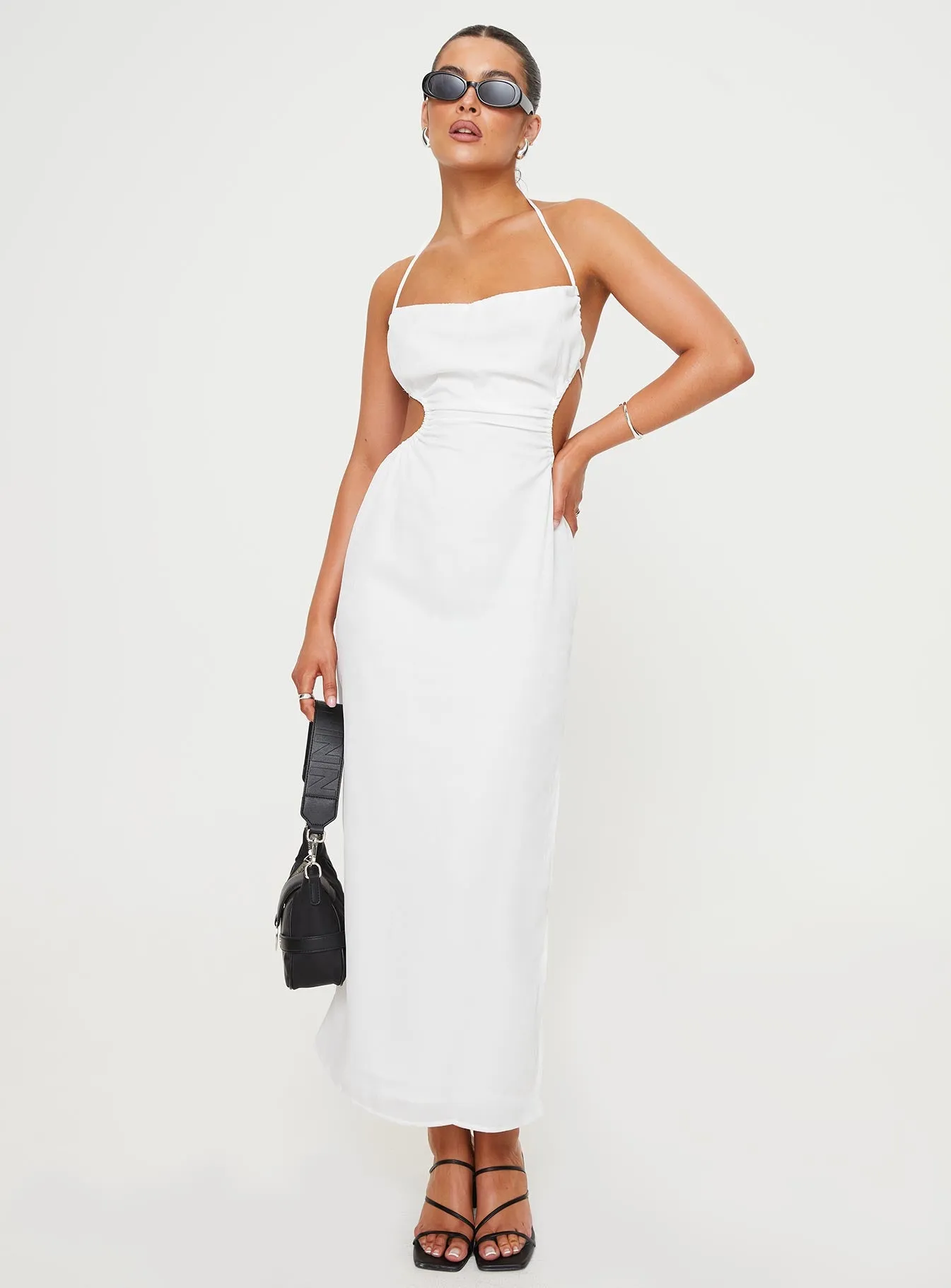 Elegant maxi dress for wedding Nickel Glow Tailor Maxi Dress White