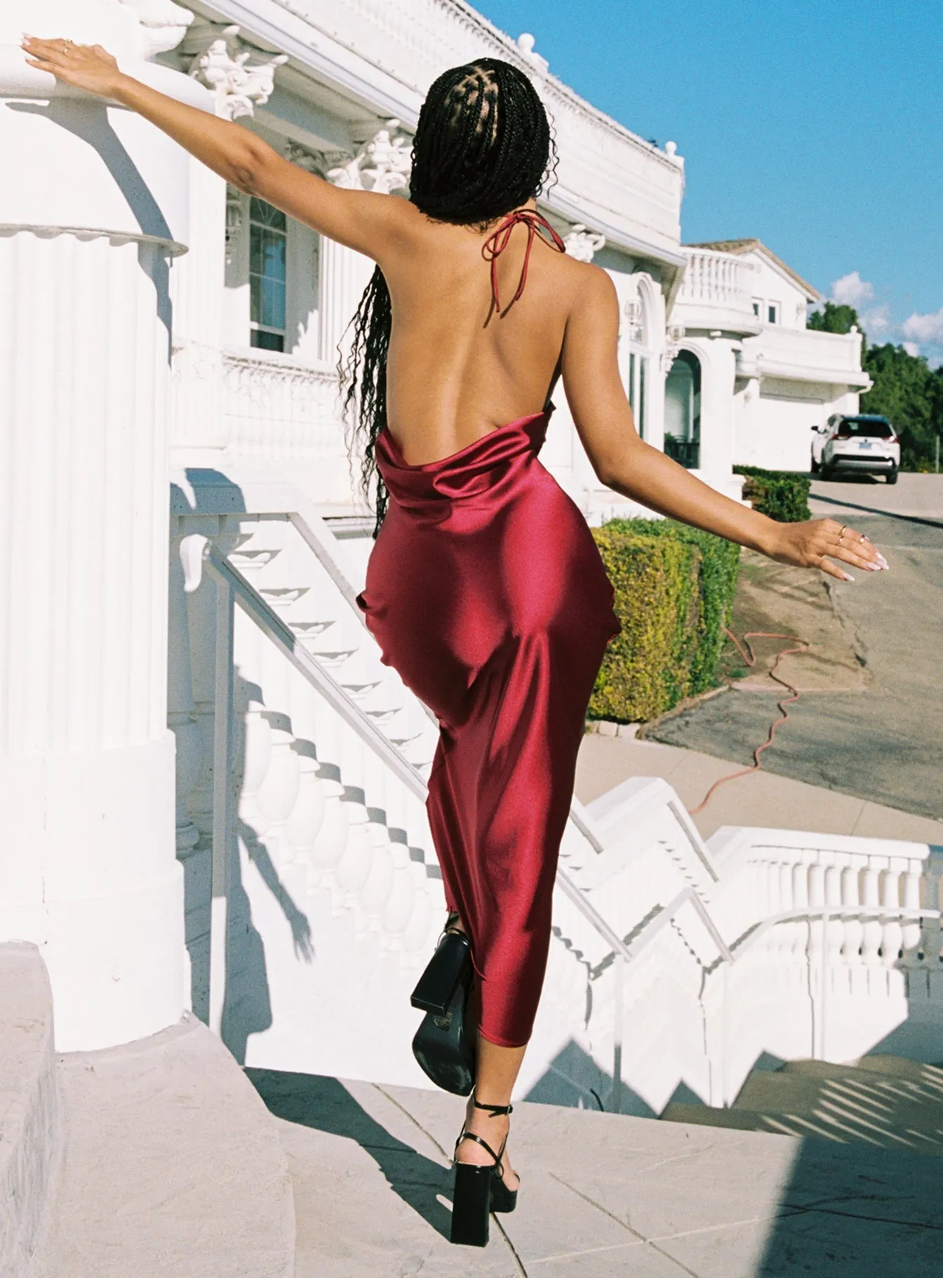Event Perfect Broughton Halter Maxi Dress Burgundy