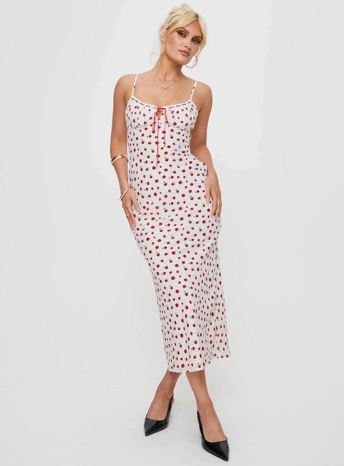Leaf Dance Versatile event attire Caldwell Maxi Dress White / Red