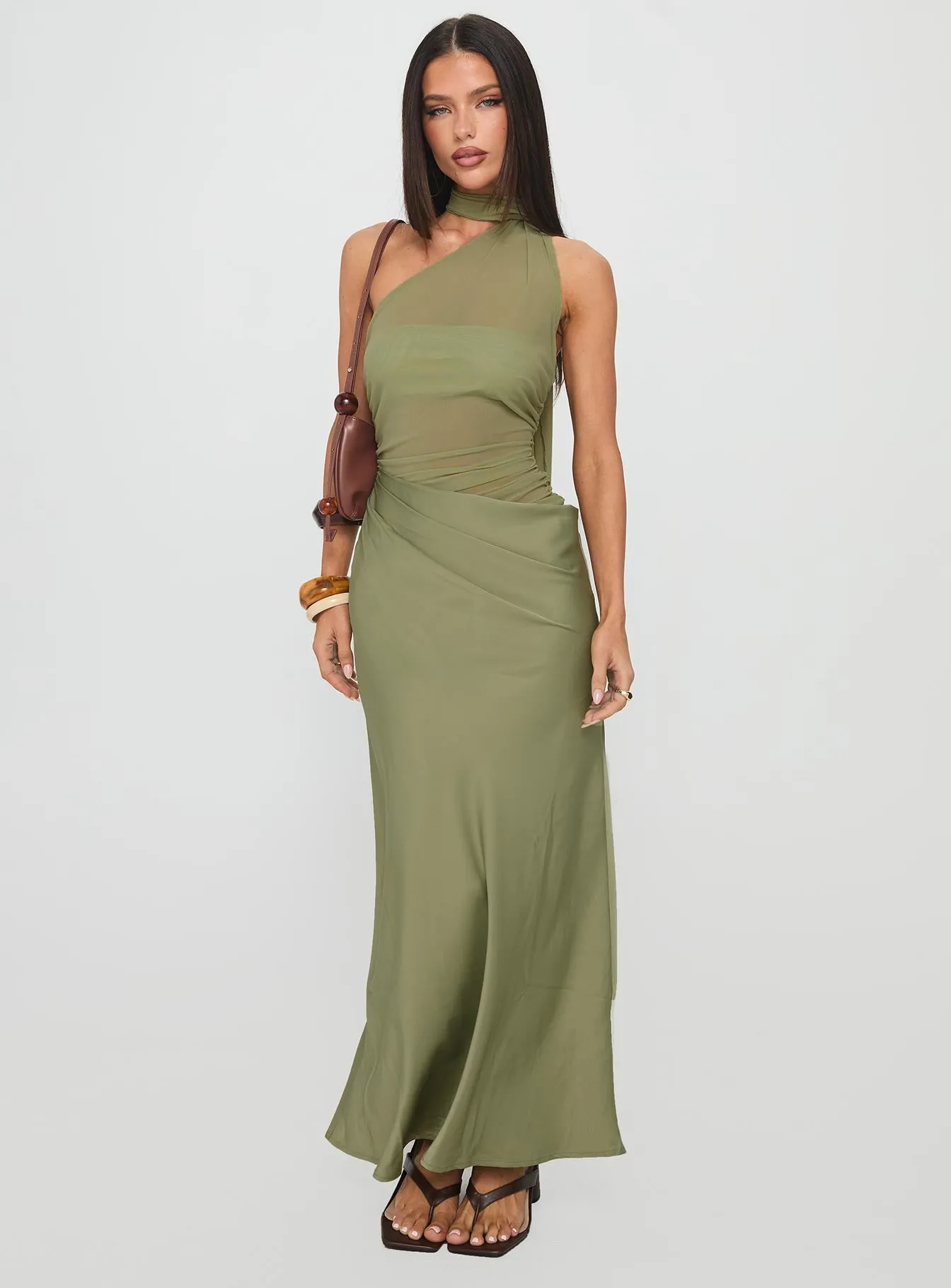Indiara Halter Mesh Maxi Dress Green Sun Bay Vibrant evening maxi