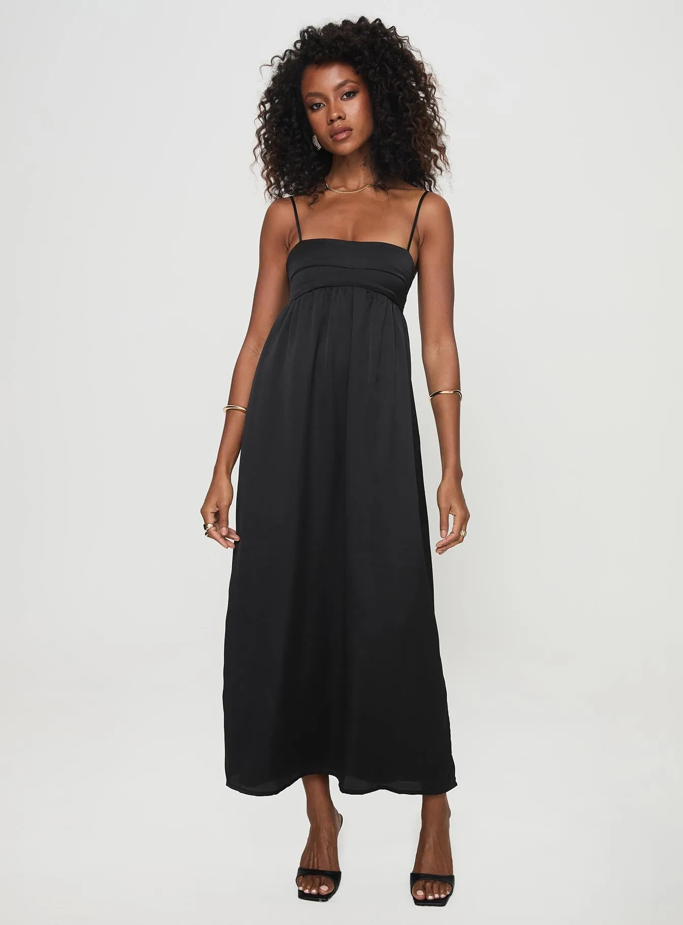 Garden View Bead Work Ortega Maxi Dress Black