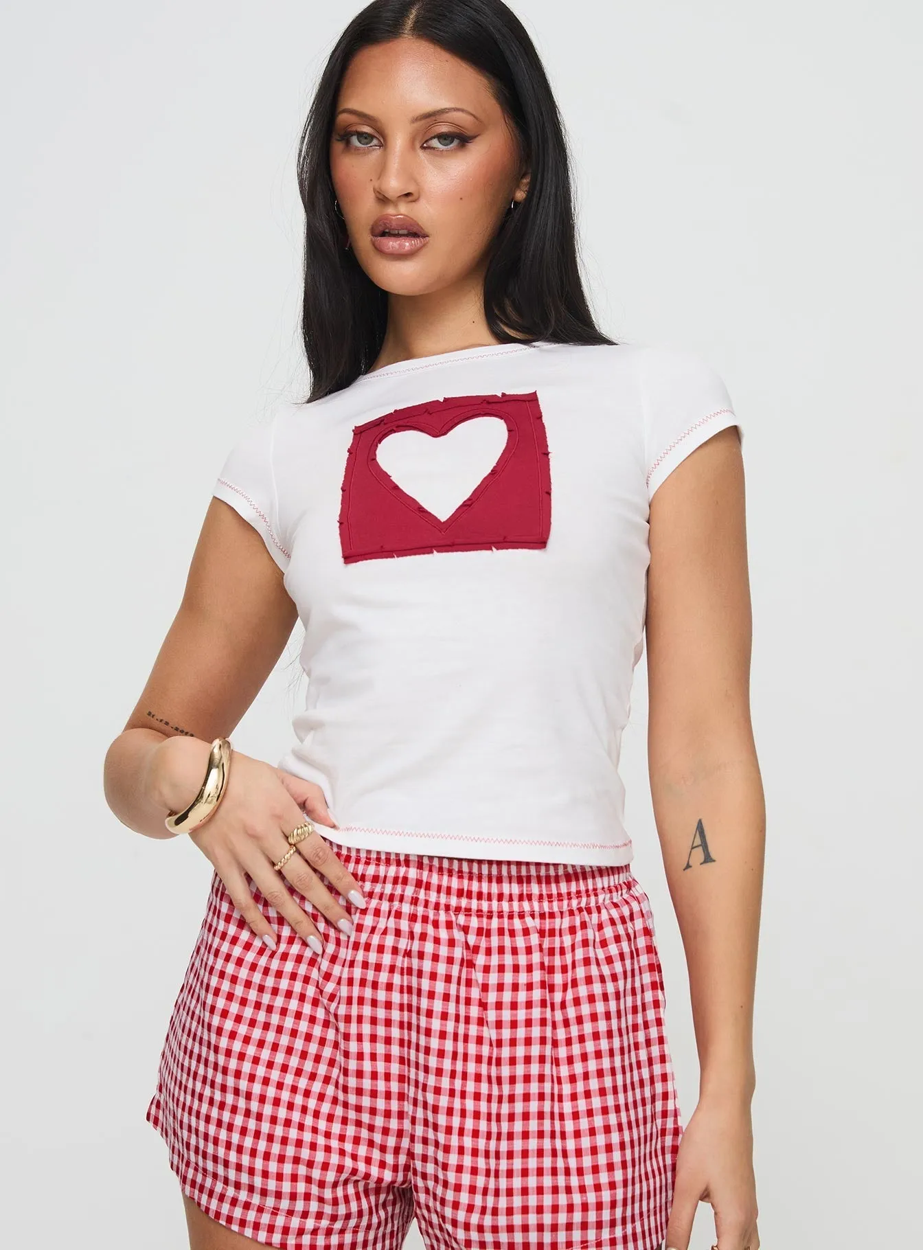 Simple and Light Classic Look Were Lovers Baby Tee White
