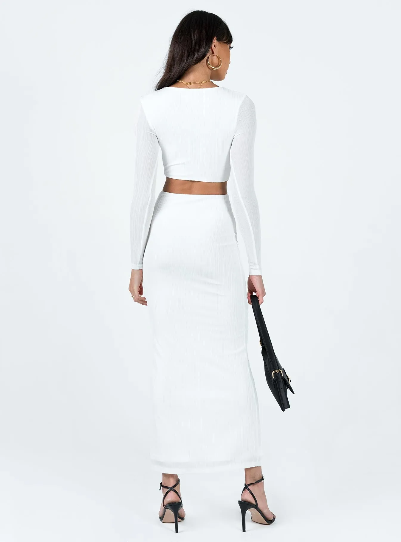 Everton Maxi Dress White Bronze Tone