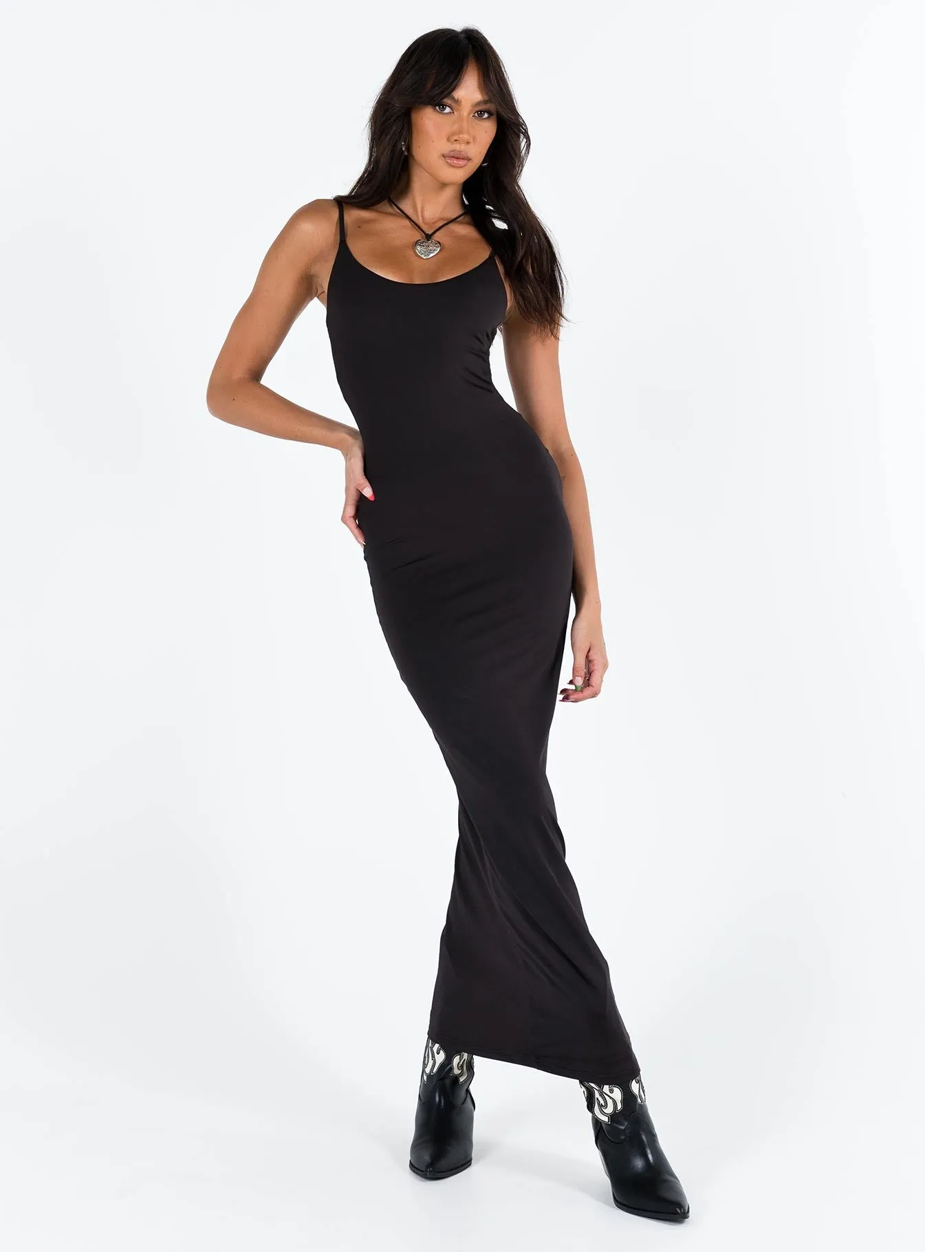 This dress provides a chic and comfortable fit that works for both formal and casual events Riana Maxi Dress Black