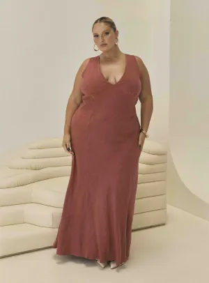 Verde Linen Blend Maxi Dress Burnt Rust Curve This dress offers a comfortable and elegant fit that works for both casual and formal events Sequin Glow