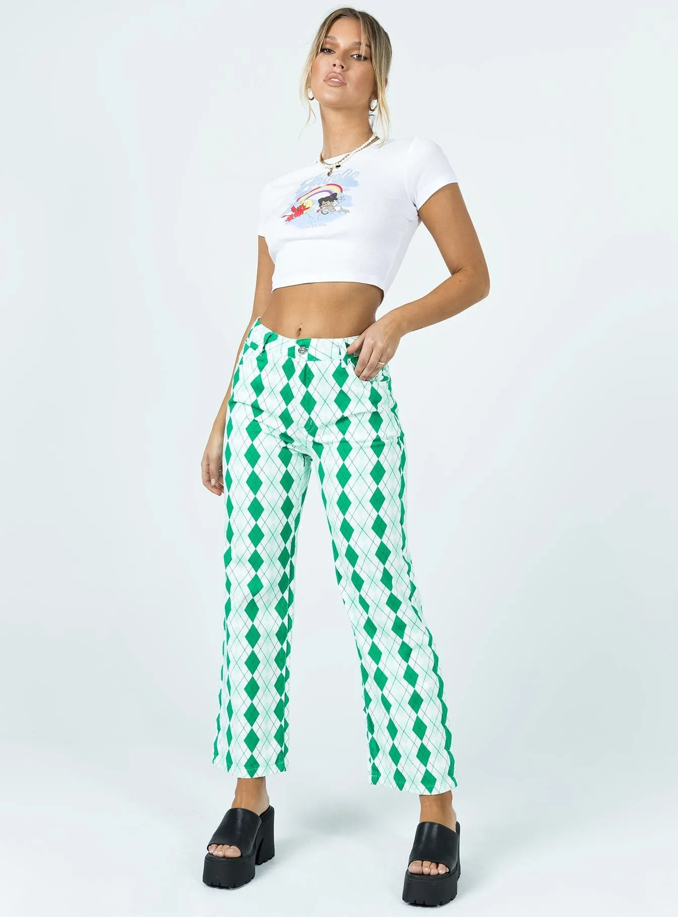 Trusted Outfit Argyle Straight Leg Print Pant