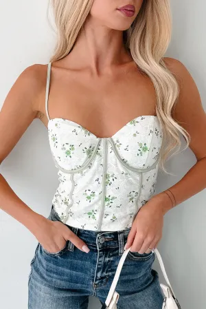 Detection - sensitive Don't Let Me Go Lace Floral Corset Top (Green)