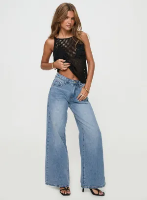 Colemane Mid Rise Flared Jeans Angel Blue Minimalist Style Family Style Comfy All Size Fit