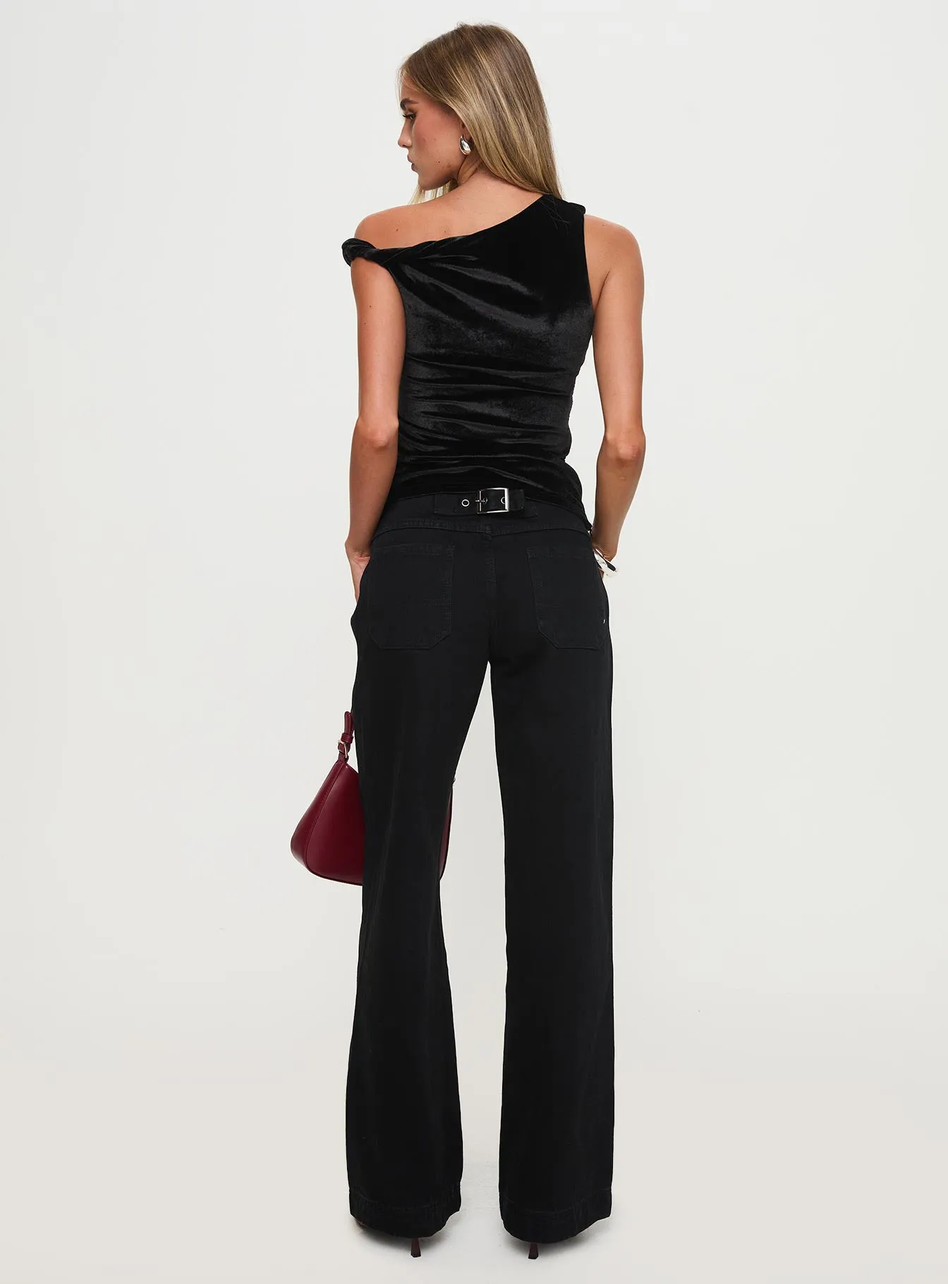 Jankins Low Rise Straight Leg Jeans Black Weekend Getaway Stylish Minimalist Pocket Layout