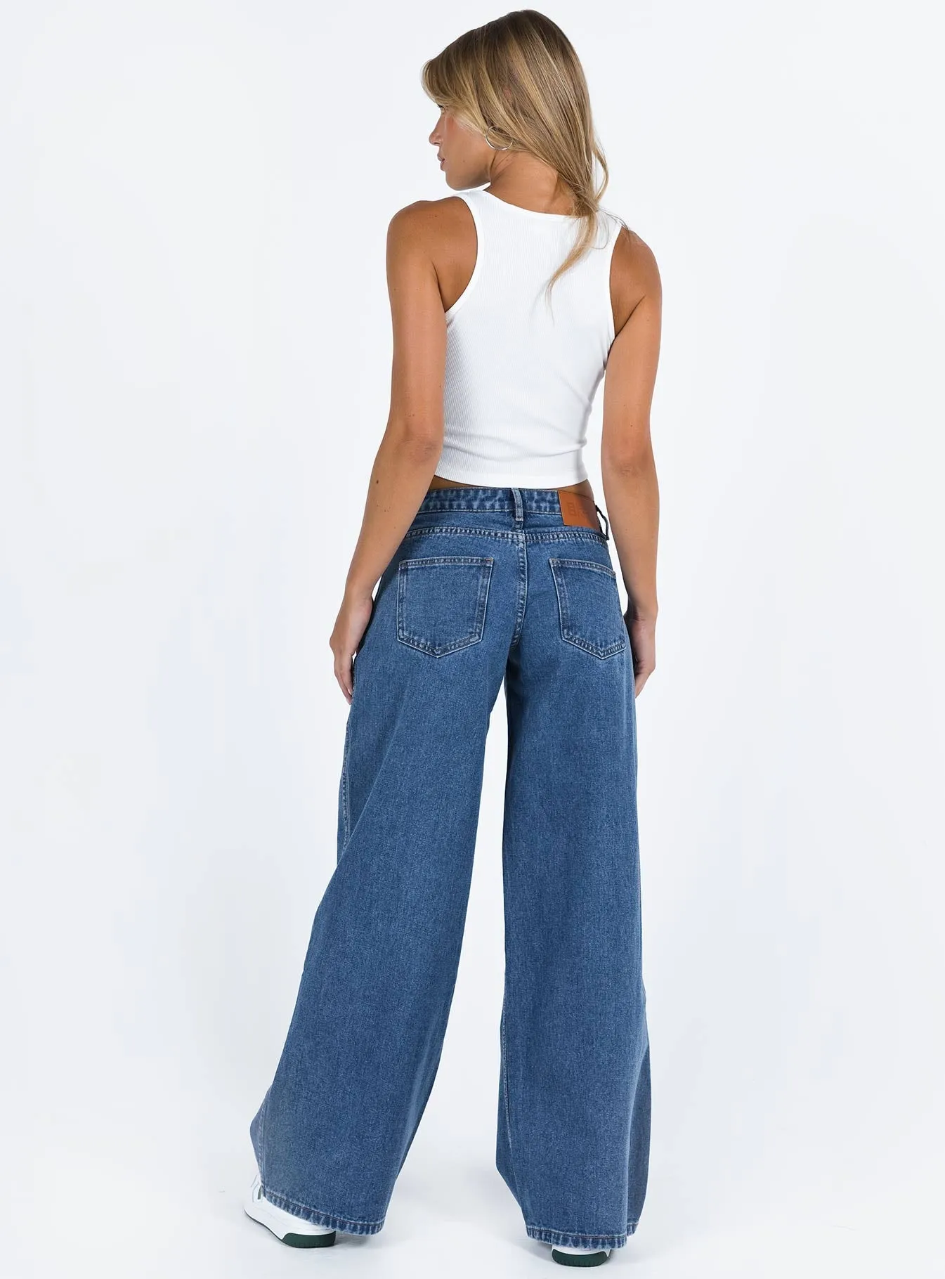 Cool Silhouette Ramos Low Rise Wide Leg Jeans Mid Blue Wash