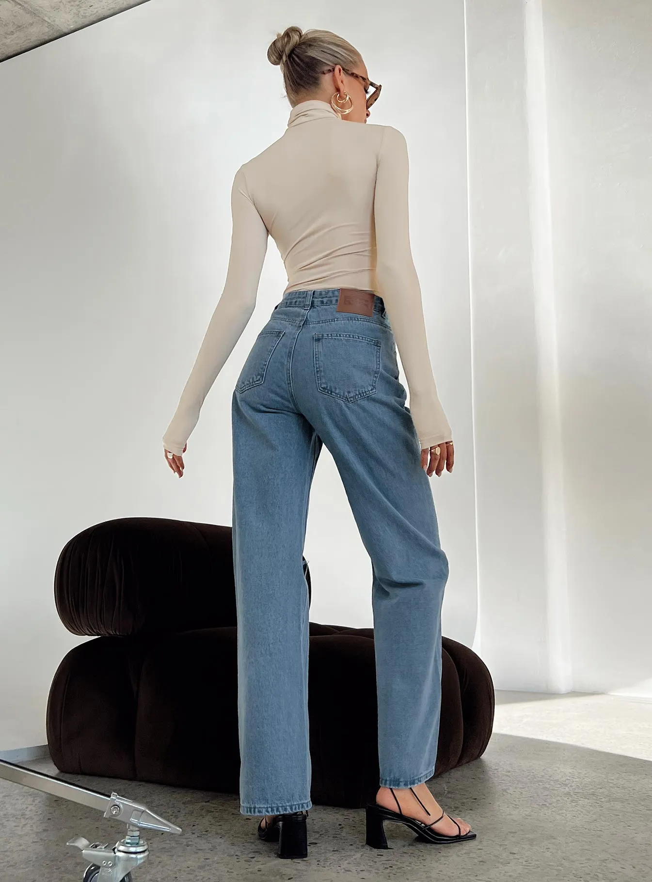 Sevina Wide Leg Denim Jeans Mid Wash Daywear Option Total Fit