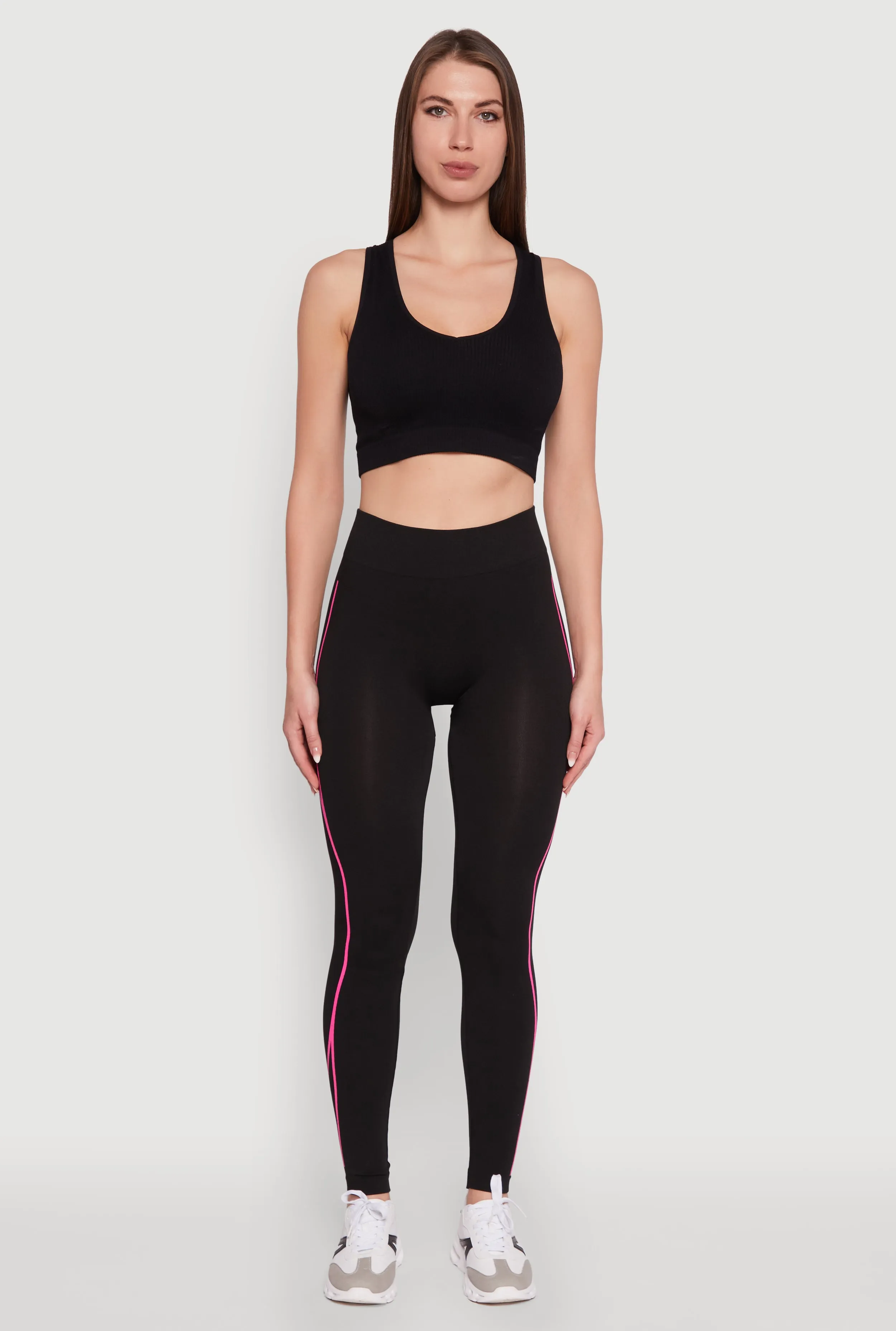 Trendy Contrast Trim High Waisted Leggings Pro Athlete Travel Outfit Layered Fabric