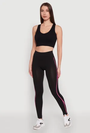 Buttery Soft Travel Outfit Skin Friendly Trendy Contrast Trim High Waisted Leggings