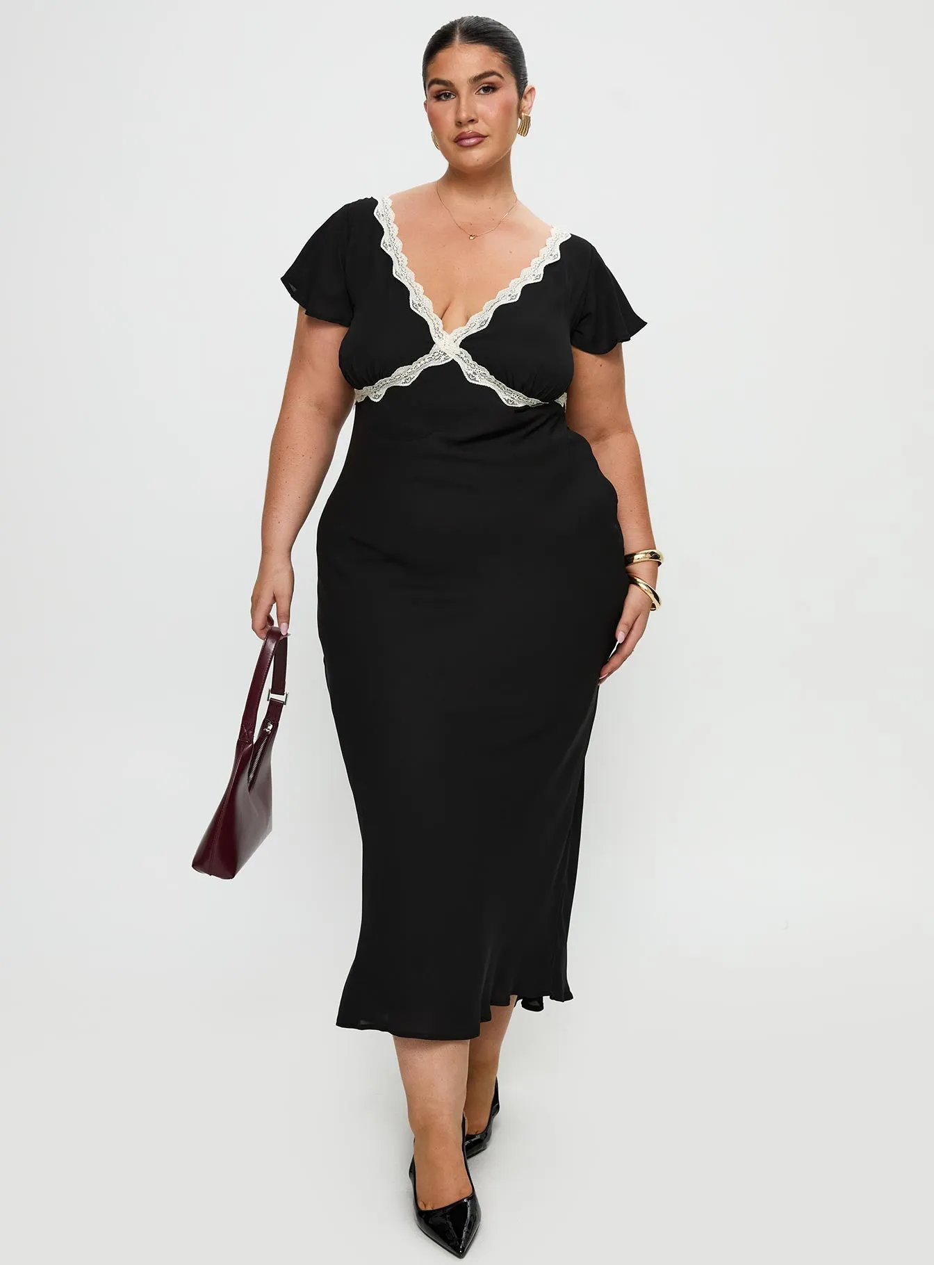 Barbarita Lace Maxi Dress Black Curve Rock Shore