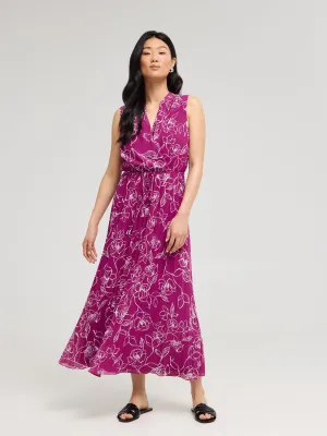 Seasonal Comfort Relaxed yet stylish outfit Floral Chiffon Cross-Front Midi Dress