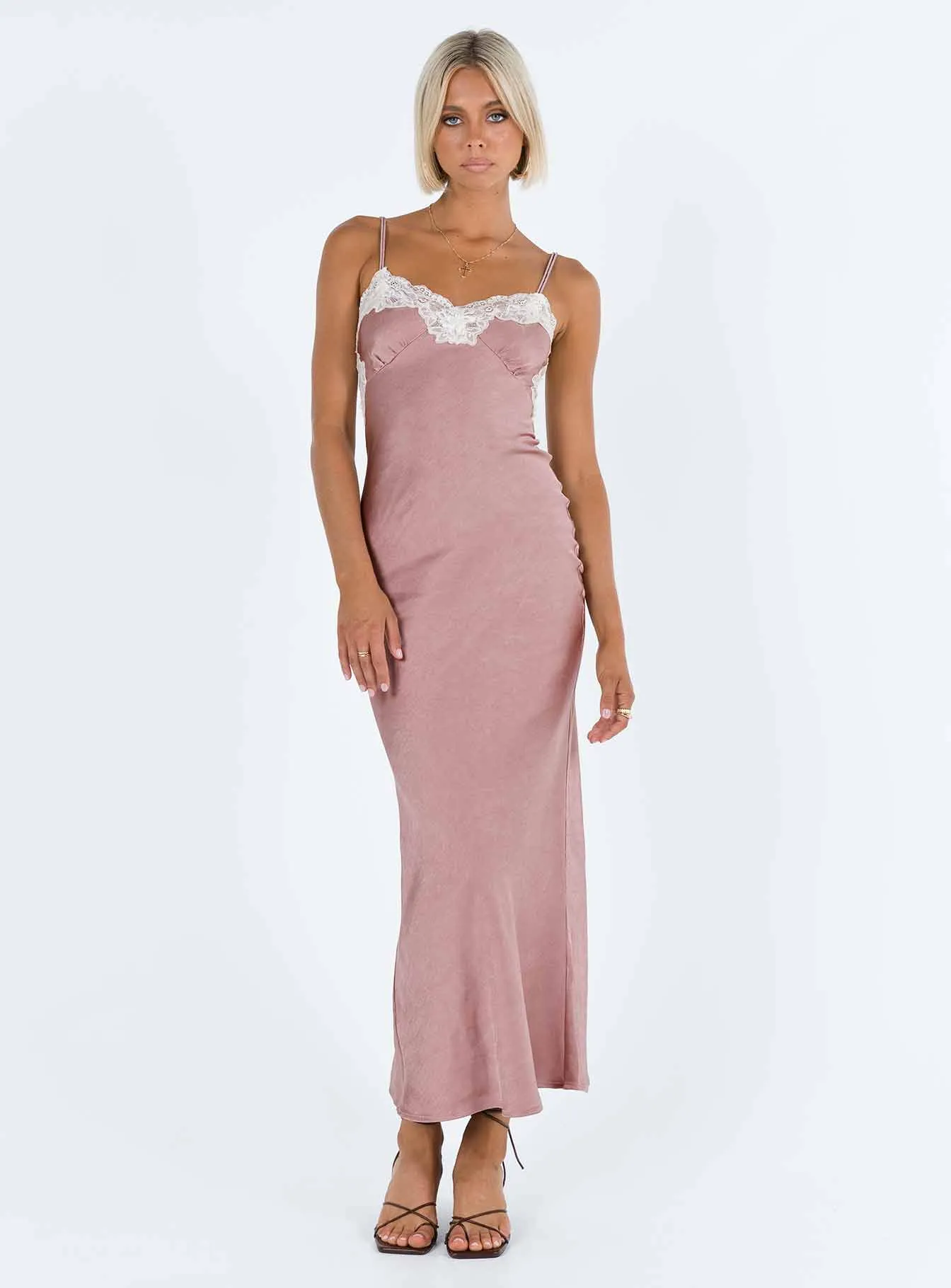 Alexina High Back Maxi Dress Pink Brick Glow