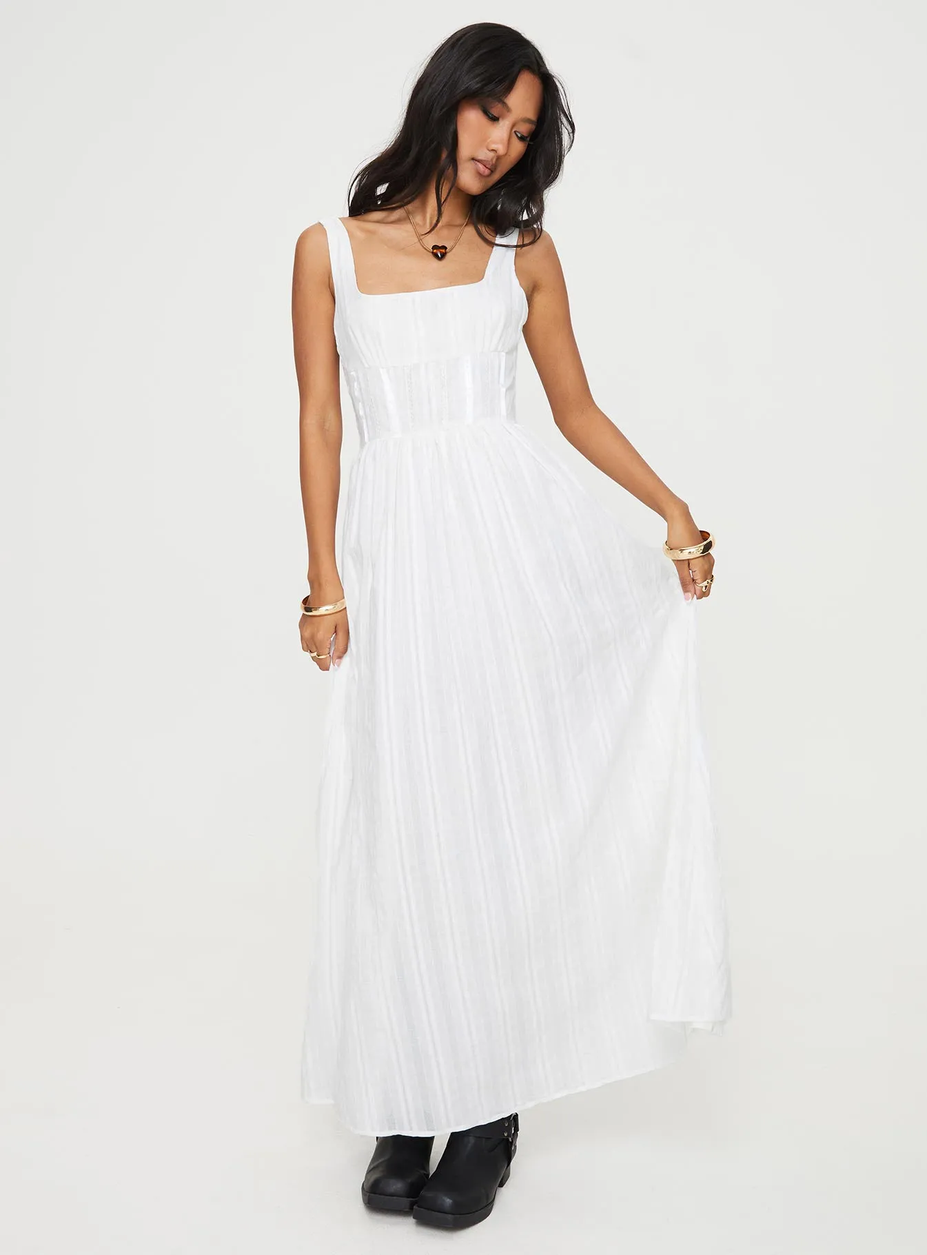 Lorinda Maxi Dress White Cool Air Cream Tone