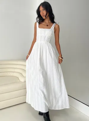 This dress works effortlessly for a variety of events providing both comfort and style Lorinda Maxi Dress White