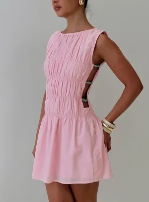 Evony Shirred Mini Dress Pink Glow Edge