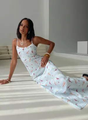 Cross Stitch Charcuterie Maxi Dress Blue