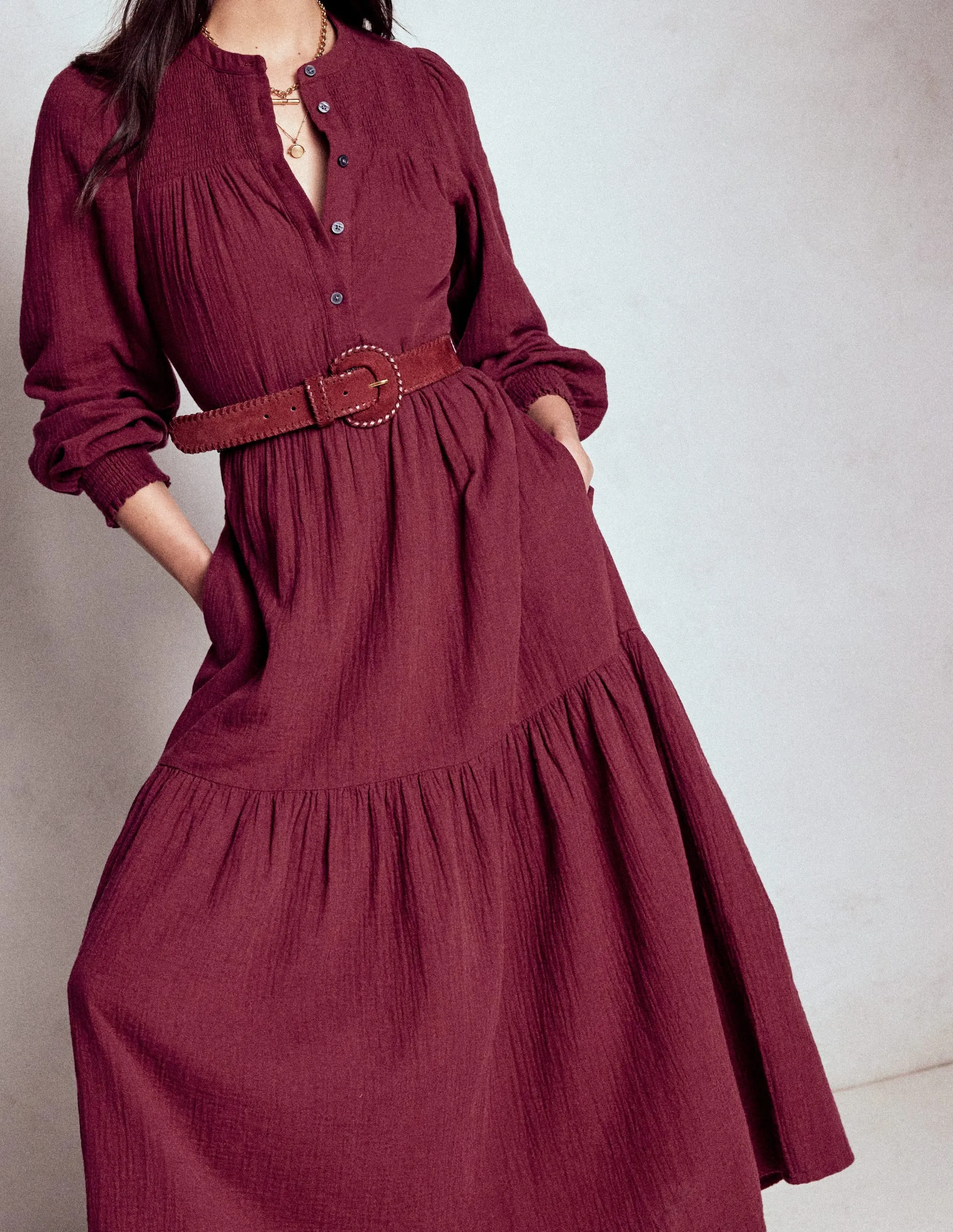 Cecily Double Cloth Midi Dress-Deep Wisteria Lake Park Polished Style