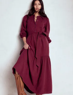 Air View Dew Drop Cecily Double Cloth Midi Dress-Deep Wisteria