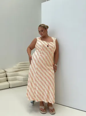 Chosen Girl Linen Blend Maxi Dress Multi Curve Creek View White Peak